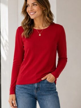Banana Republic Forever Sweater Lightweight Red Crewneck – Size M